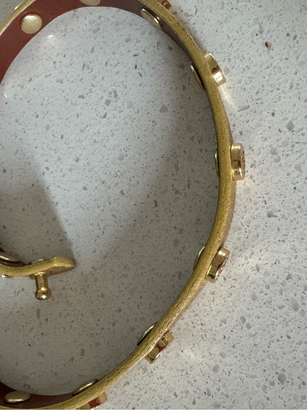 Tory Burch Metallic Gold Double-Wrap Logo Stud Bracelet - Picture 3 of 4